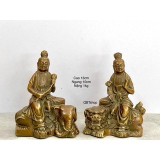 Tượng Văn Thù - Phổ Hiền bằng đồng phong thuỷ