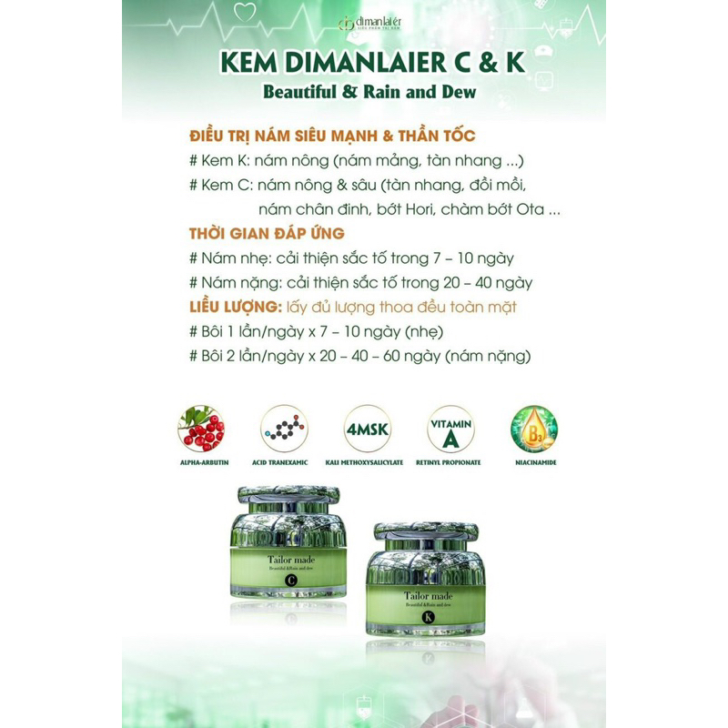Kem C tailor made đào thải nám trắng da Dimanlaier