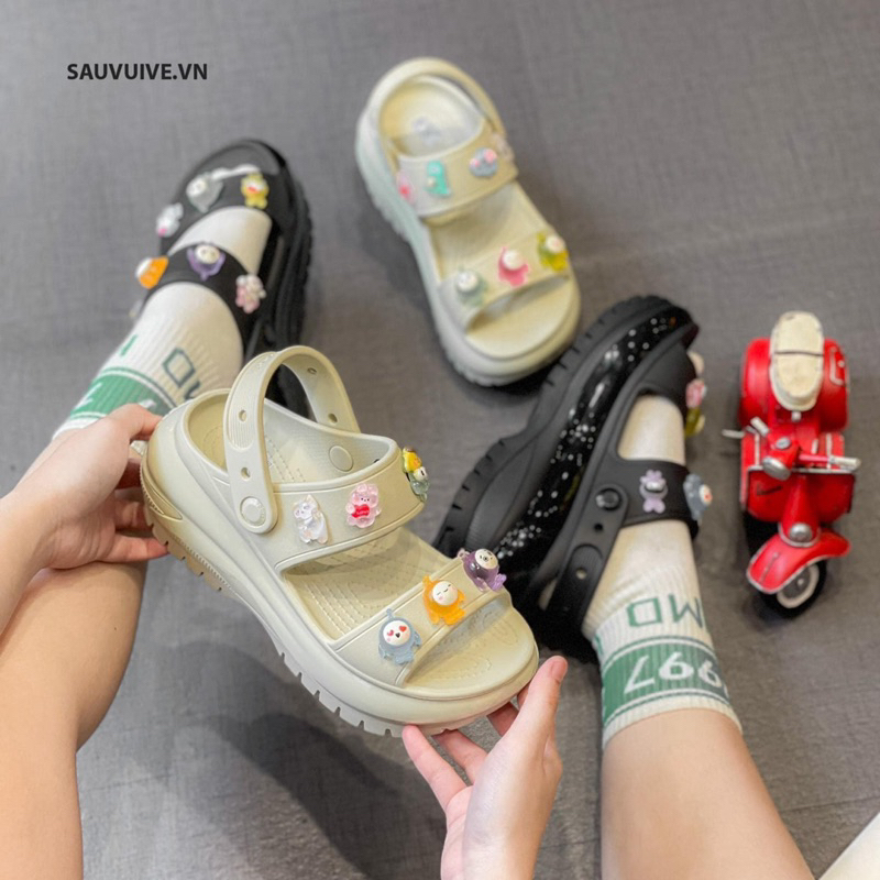 Sandal cross mega crush đế răng cưa cao 7cm tặng kèm 10sticks gắn dép ngẫu nhiên