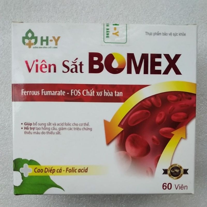 VIÊN SẮT BOMEX bổ sung sắt và acid folic. Hỗ trợ tạo hồng cầu, tạo máu cho cơ thể