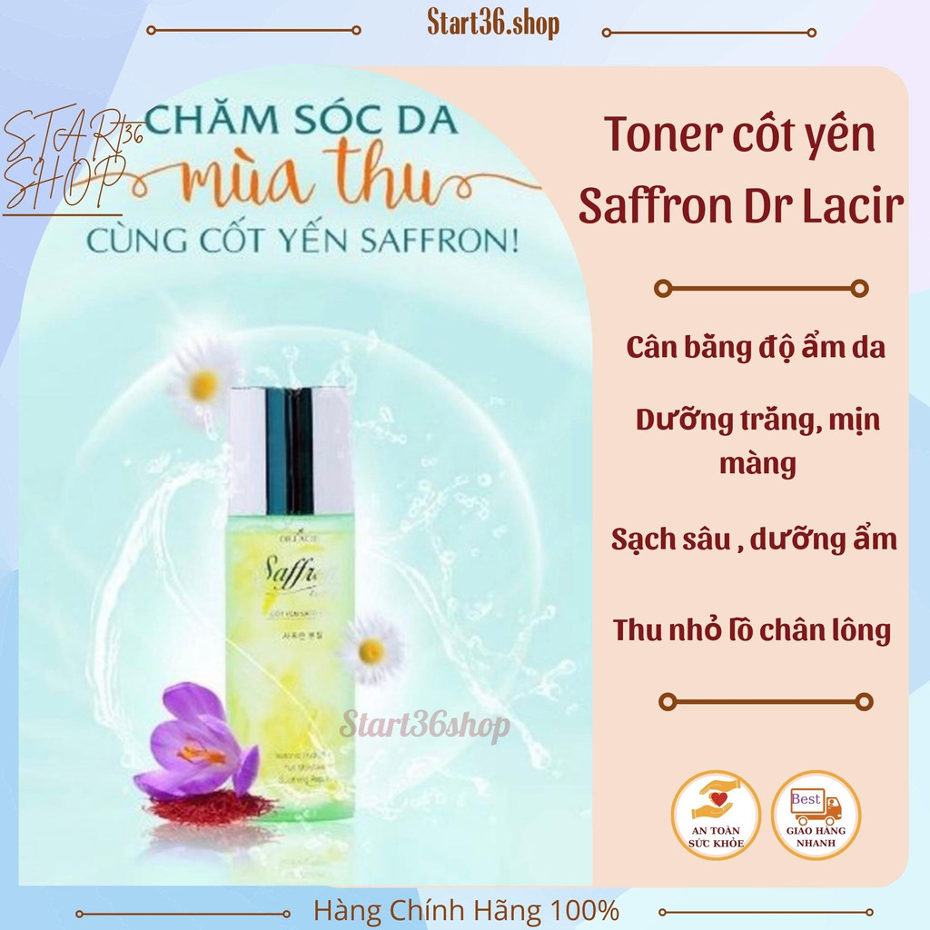 Toner cốt yến Saffron Dr Lacir Toner cho da khô da nhạy cảm giúp thu nhỏ lỗ chân lông sạch sâu, sáng da, cân bằng độ ẩm