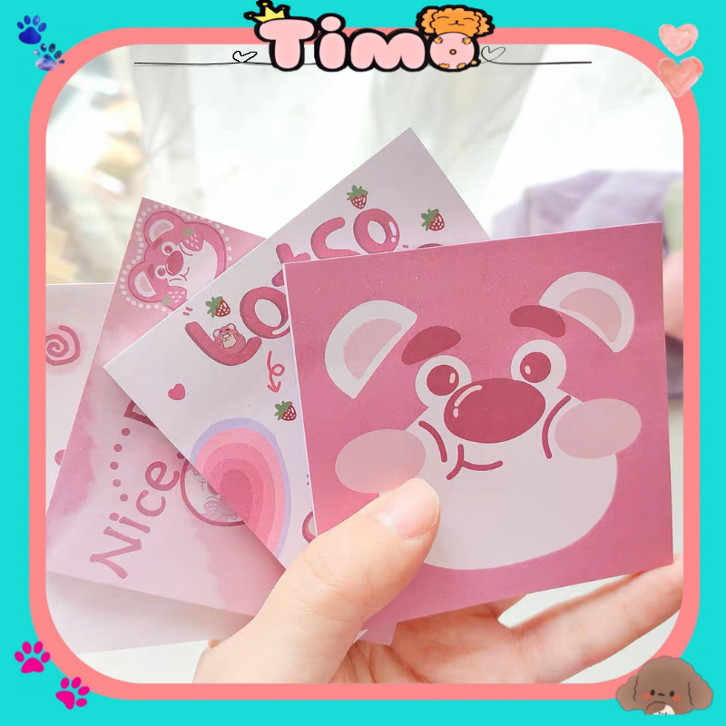 Đồ Dùng Học Tập Độc Lạ Gấu Dâu Bình Dương Giấy Note Trong Suốt Cute Ghi Chú Timo VPK20