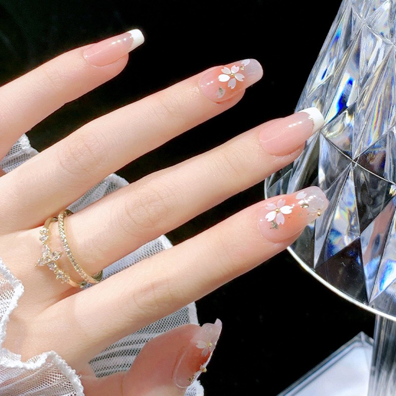 Cánh hoa nail ẩn, cánh hoa trắng trang trí móng