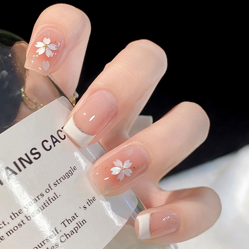 Cánh hoa nail ẩn, cánh hoa trắng trang trí móng
