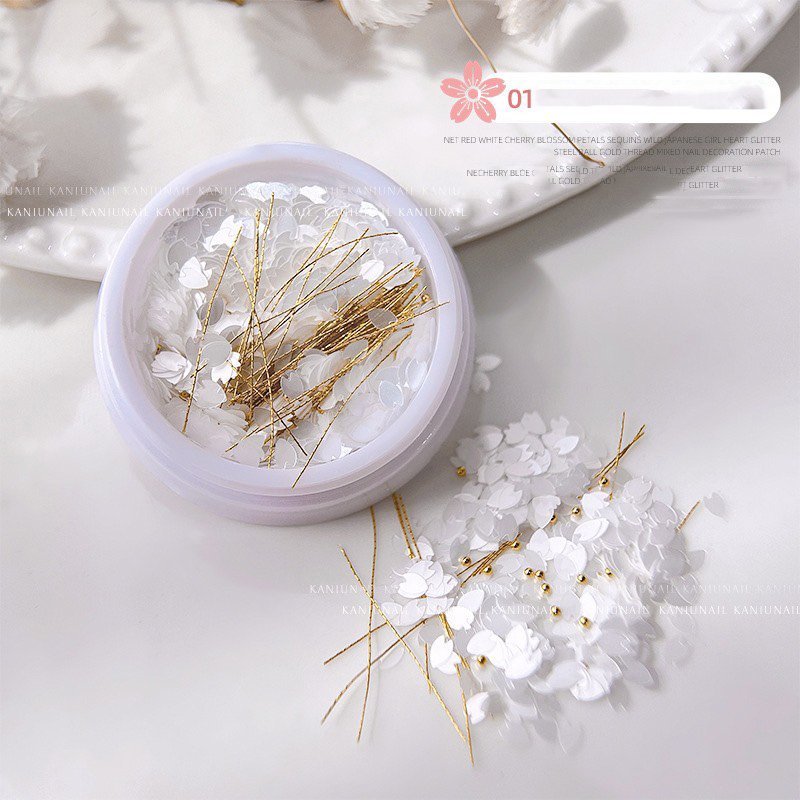 Cánh hoa nail ẩn, cánh hoa trắng trang trí móng