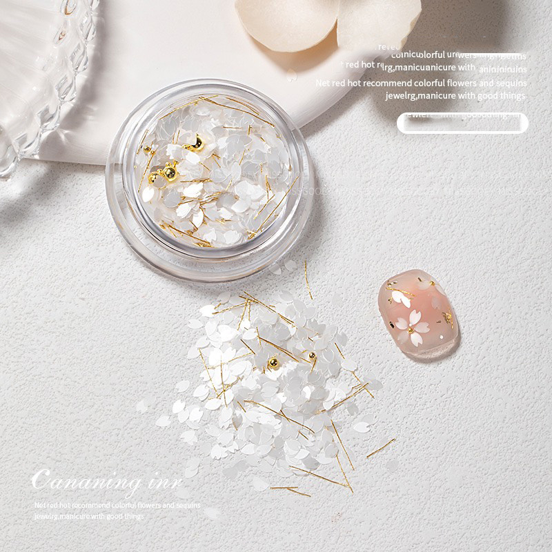 Cánh hoa nail ẩn, cánh hoa trắng trang trí móng