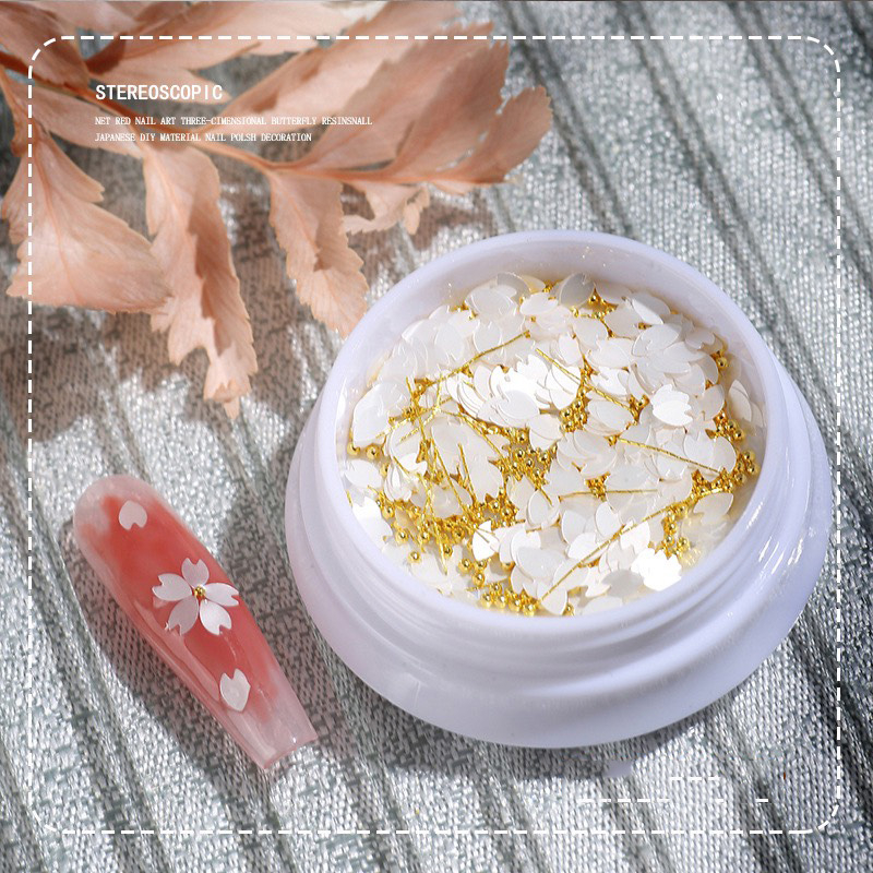 Cánh hoa nail ẩn, cánh hoa trắng trang trí móng