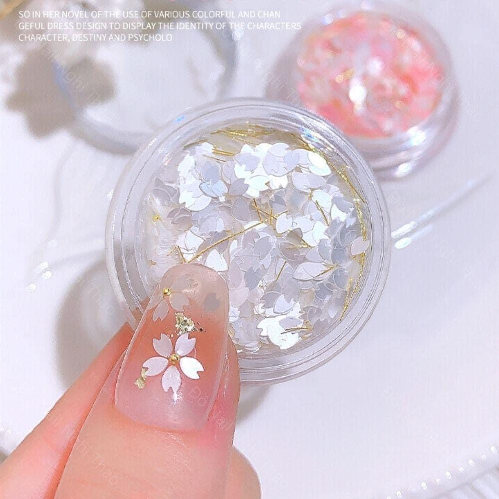 Cánh hoa nail ẩn, cánh hoa trắng trang trí móng