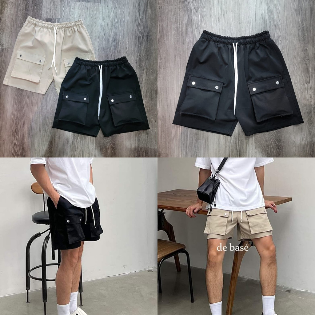 Quần Cargo Short Kaki Túi Hộp Phối Kèm Cúc Bấm Phong Cách Streetwear Cực Dễ Mặc