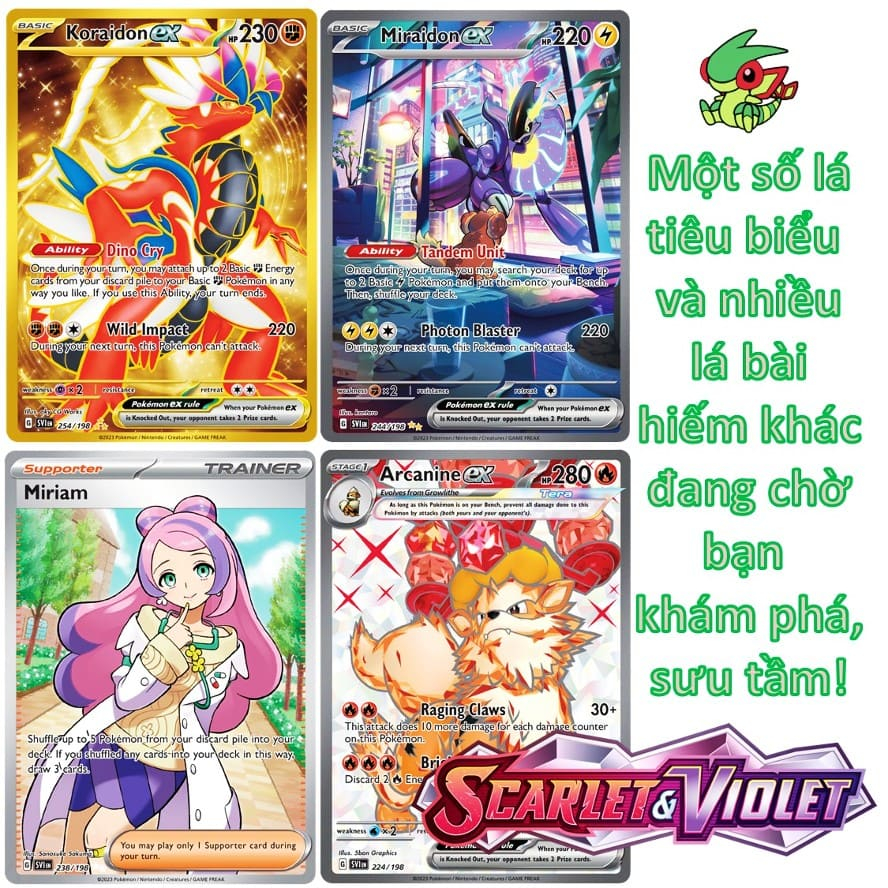 01 Pack lẻ thẻ bài Pokemon TCG Scarlet & Violet Baset Set SV01 Booster Pack chính hãng mới 100% Koraidon Miraidon