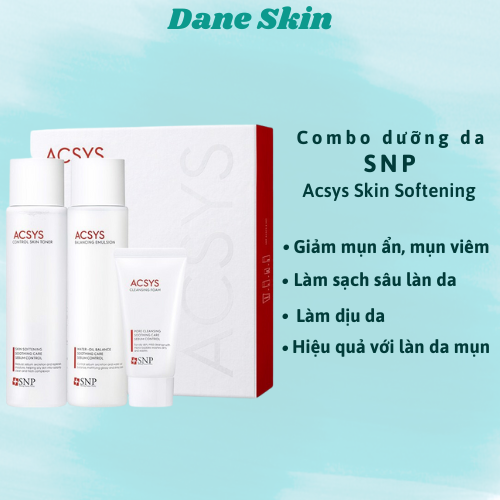 Bộ Sản Phẩm Chăm Sóc Da Mụn Da Nhờn Acsys Skin & Lotion Set SNP Tặng Kèm Sữa Rửa Mặt Acsys