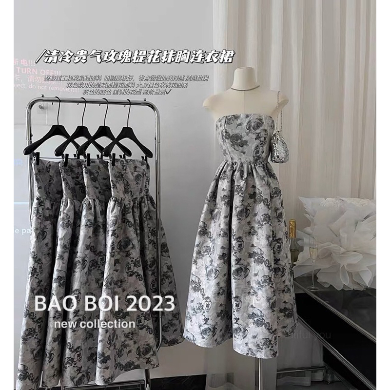 Váy gấm hoa cúp hoa hàng qcl1