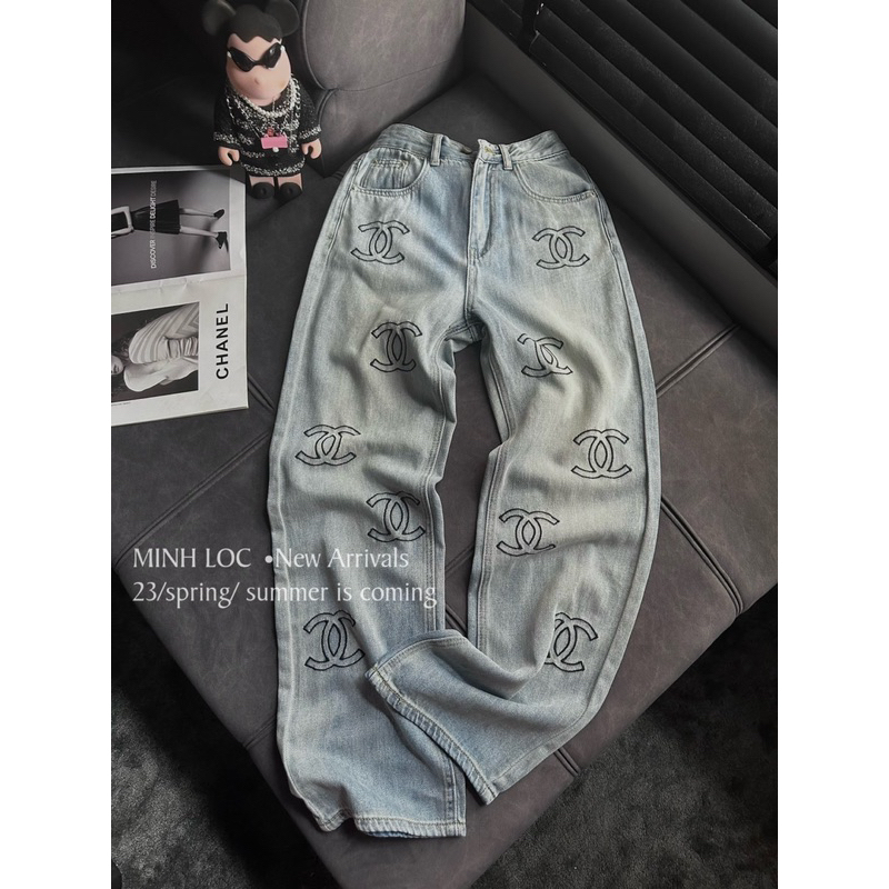 Quần Xuông Jean CN Mix Áo Croptop