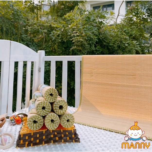 Chiếu tăm tre cho bé cao cấp, chiếu tre điều hòa mát mịn cho bé size 60x110cm - Mami & Babi