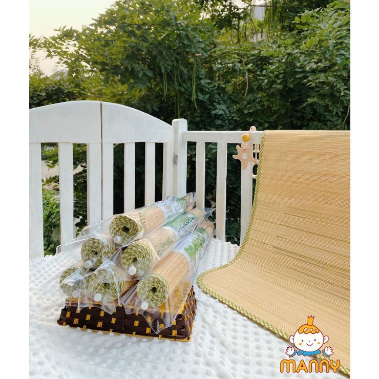 Chiếu tăm tre cho bé cao cấp, chiếu tre điều hòa mát mịn cho bé size 60x110cm - Mami & Babi