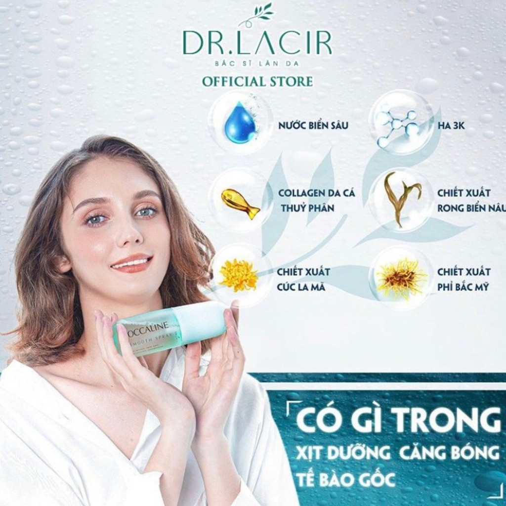 Xịt dưỡng tế bào gốc Dr Lacir, xịt dưỡng căng bóng da Occaline dưỡng ẩm dưỡng trắng giữ lớp make up không lem trôi 130ml | BigBuy360 - bigbuy360.vn
