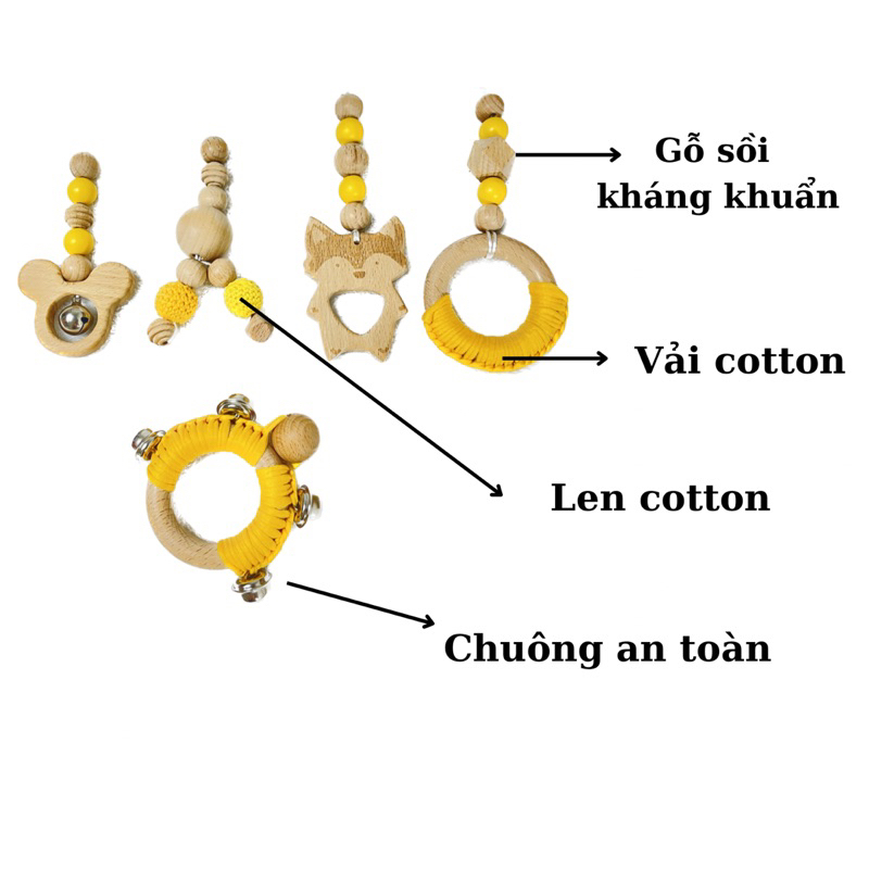 Sét treo gỗ treo kệ treo nôi cho bé sơ sinh từ 0-3 tháng