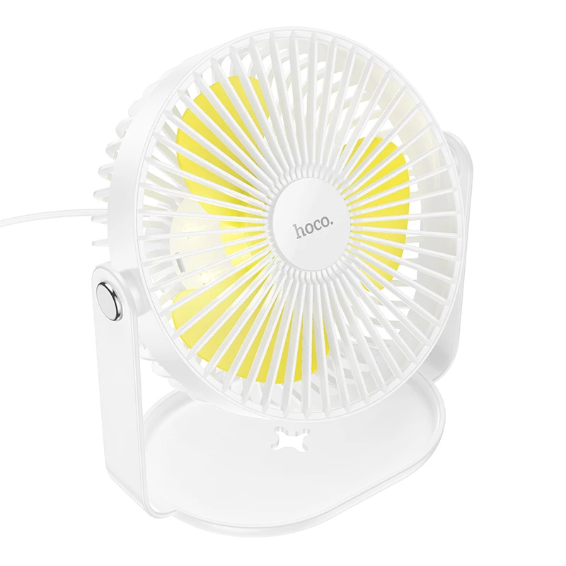Quạt Để Bàn Mini Hoco F14 Chân Cắm Type-C,Tích Hợp Đèn Ngủ Lật Xoay Quạt 360 Độ
