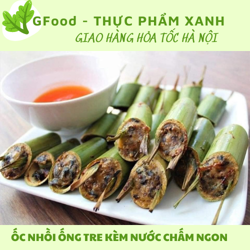 chả ốc ống tre kèm nước chấm siêu ngon