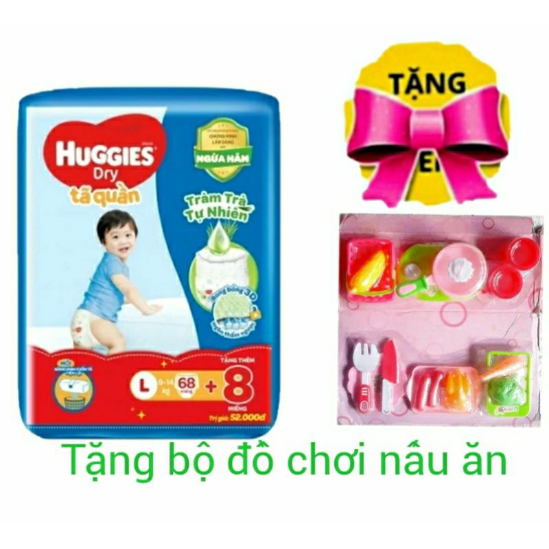 《HCM》TẶNG 8 MIẾNG + BỘ NẤU ĂN NHÀ BẾP👉 Tã quần / tã dán Huggies tràm trà S80+2 / M74+8 / L68+8 / XL60+8 / XXL54+8