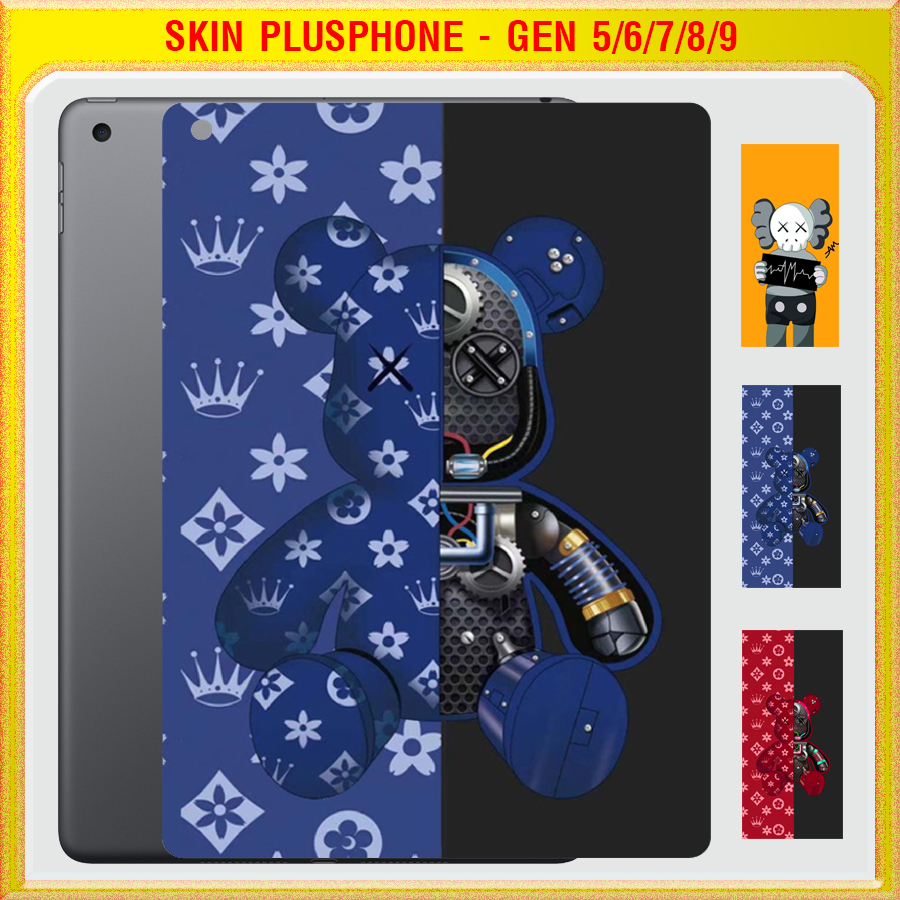 Dán Skin cho mặt sau iPad Gen 5, Gen 6 9.7 inch, Gen 7, Gen 8, Gen 9 10.2 inch in hình gấu BearBrick