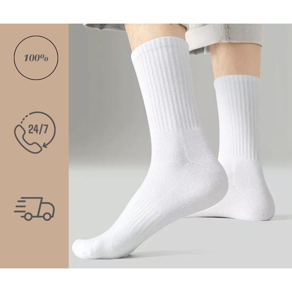Tất vớ nam nữ trắng trơn chất liệu cotton co giãn bốn chiều phong cách Basic đơn giản dễ phối đồ