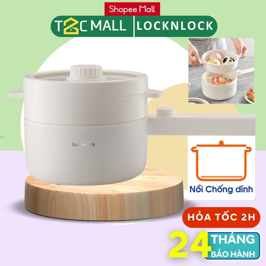 Nồi điện đa năng LocknLock 1.5L EJP436IVY Electric Multi Pot - Hàng chính hãng, chống dính có tay cầm- T2CMALL