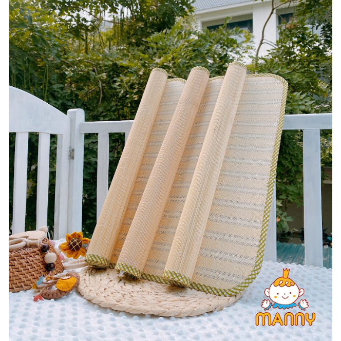 Chiếu tăm tre cho bé cao cấp, chiếu tre điều hòa mát mịn cho bé size 60x110cm - Mami & Babi