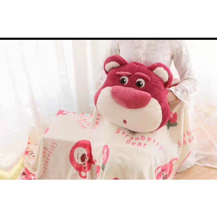 gấu dâu có mền, gấu lotso kèm chăn