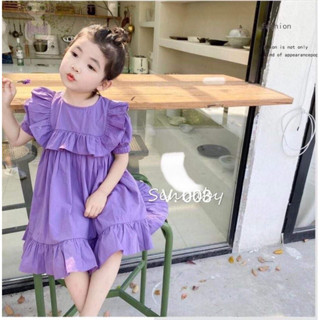 váy bé gái váy công chúa váy tím bèo cho bé 12-37kg với chất thô hàn