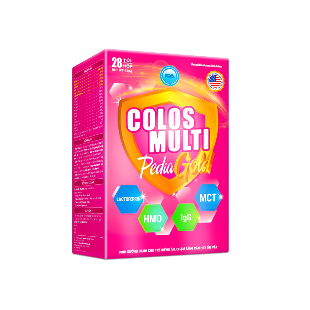 Sữa non Colosmulti Pedia Gold chuyên dành cho trẻ biếng ăn hộp 28 gói x 16g