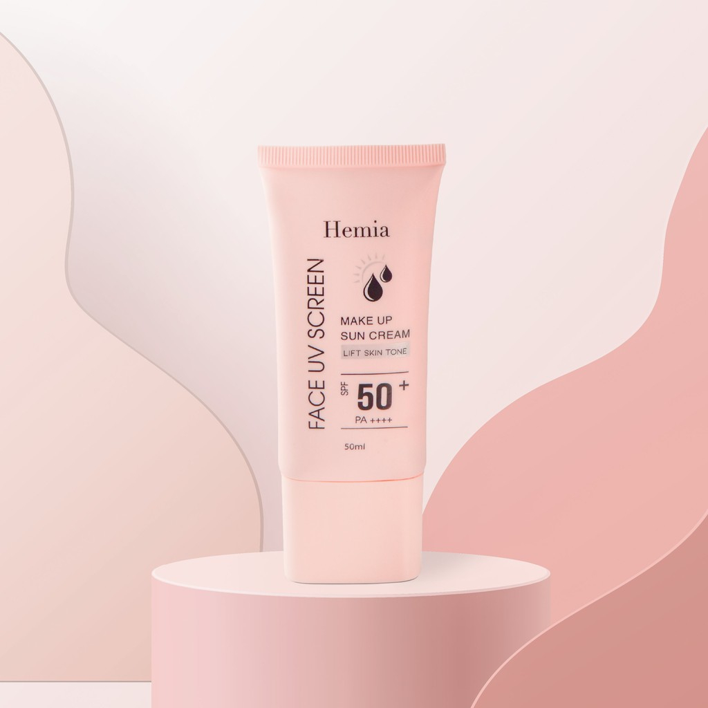 Kem chống nắng Hemia 50ml chính hãng tác dụng dưỡng trắng nâng tone SPF50+ thấm mướt nhanh, mịn màng