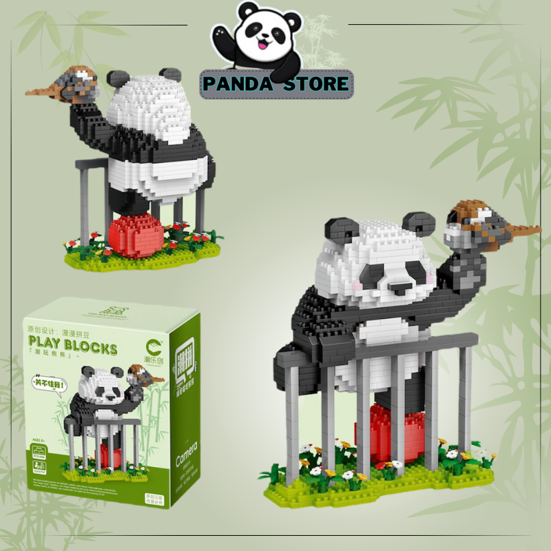 Đồ chơi lắp ráp gấu trúc cute size to, Mô hình lắp ráp gấu trúc dễ thương trưng bày - Panda shop