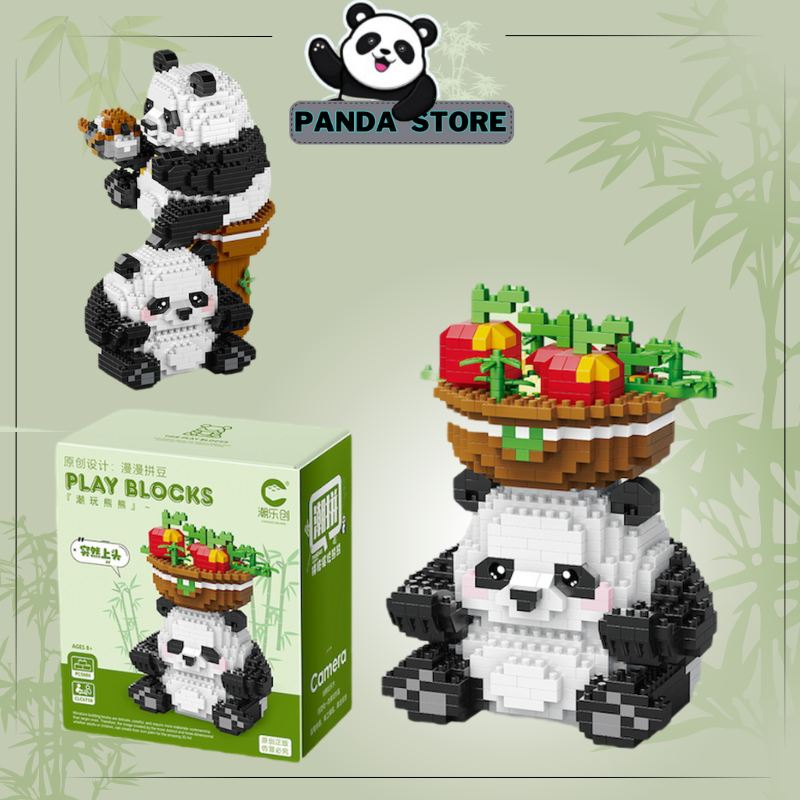 Đồ chơi lắp ráp gấu trúc cute size to, Mô hình lắp ráp gấu trúc dễ thương trưng bày - Panda shop