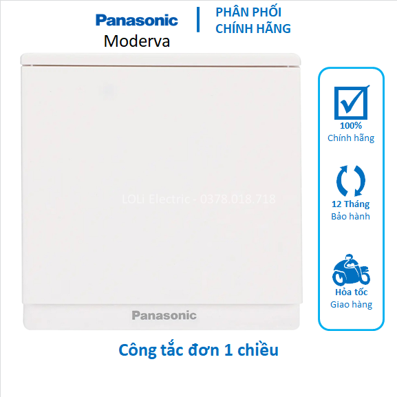 Công tắc đơn 1 chiều vuông Moderva Panasonic màu trắng WMF511-1VN vàng ánh kim WMF511MYZ-1VN xám ánh kim WMF511MYH-1VN