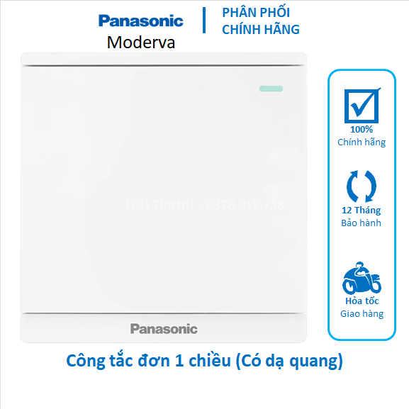 Công tắc đơn 1 chiều vuông Moderva Panasonic màu trắng WMF511-1VN vàng ánh kim WMF511MYZ-1VN xám ánh kim WMF511MYH-1VN