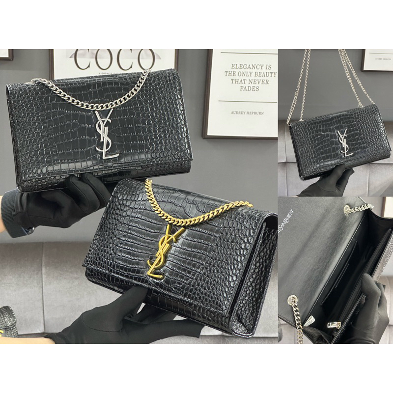 Clutch YSL CROCODILE Size 25 Kèm Dây Đeo