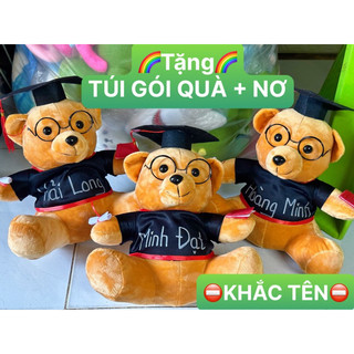   TẶNG TÚI GÓI QUÀ+NƠ  LOẠI 1 40cm Thú Bông GẤU TỐT NGHIỆP-GẤU CỬ NHÂN Đeo Kính 20cm - Lông Nhung Mịn-Xịn Xò 