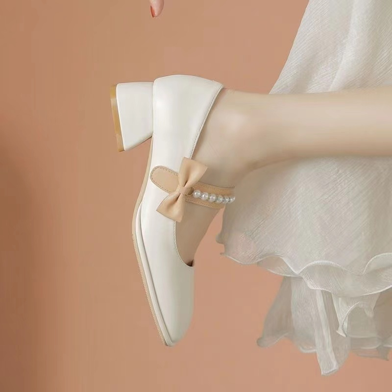Giày da giày da giày gót dày giày cao gót Mary Jane giày nữ