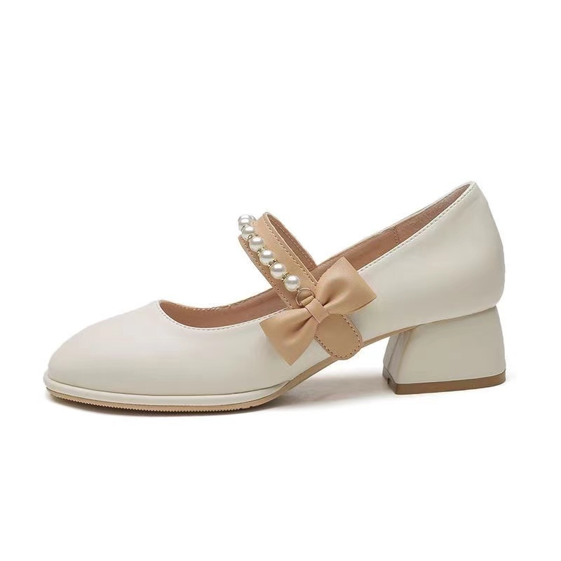 Giày da giày da giày gót dày giày cao gót Mary Jane giày nữ