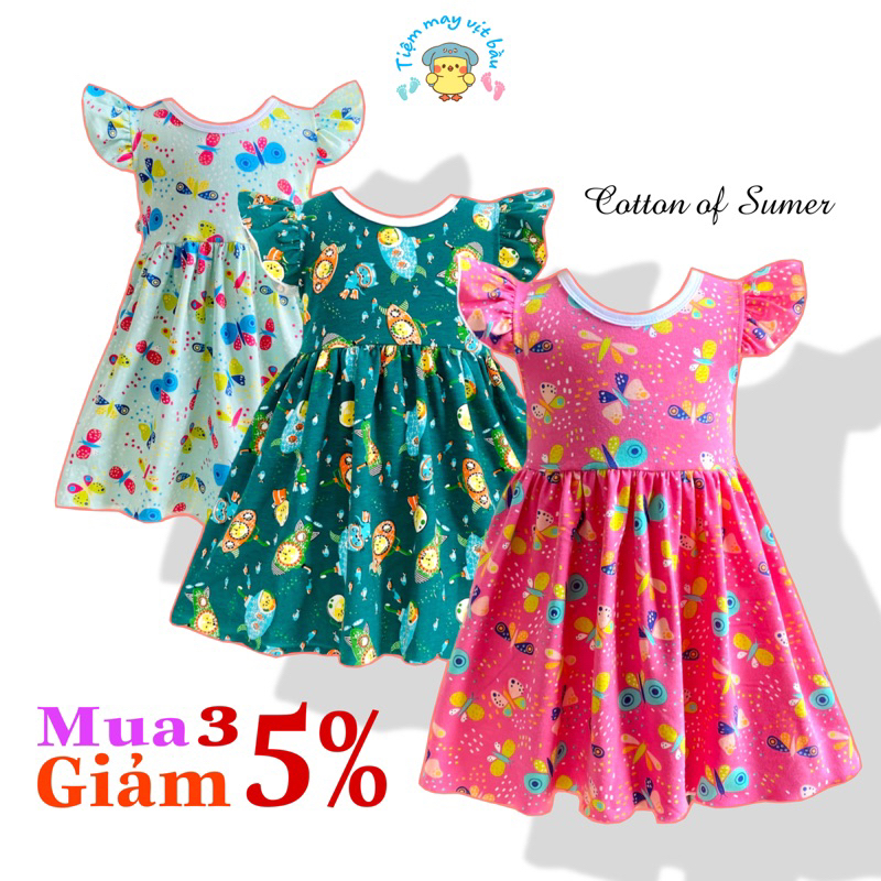 Váy Cotton Cánh Tiên Bé Gái - Đầm Cotton Xịn Shop 9-26KG - TIỆM MAY VỊT BẦU - VIBA