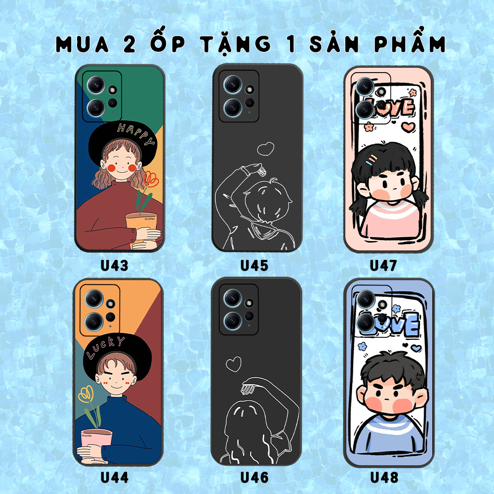 Ốp Xiaomi Redmi Note 12 4G - Redmi Note 12 5G - Redmi Note 12 Pro 5G In hình couple, cặp đôi cực đẹp trend
