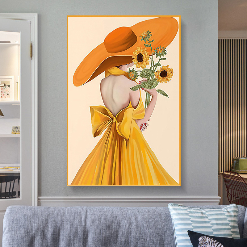Tranh thêu chữ thập cô gái THÊU KÍN kt 47x65 cm