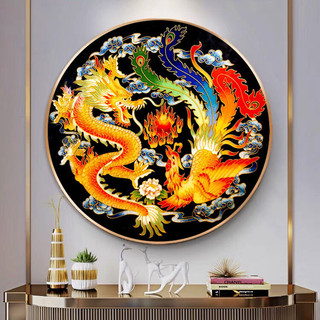 Tranh thêu chữ thập long phụng   kt 60x60 cm THÊU KÍN
