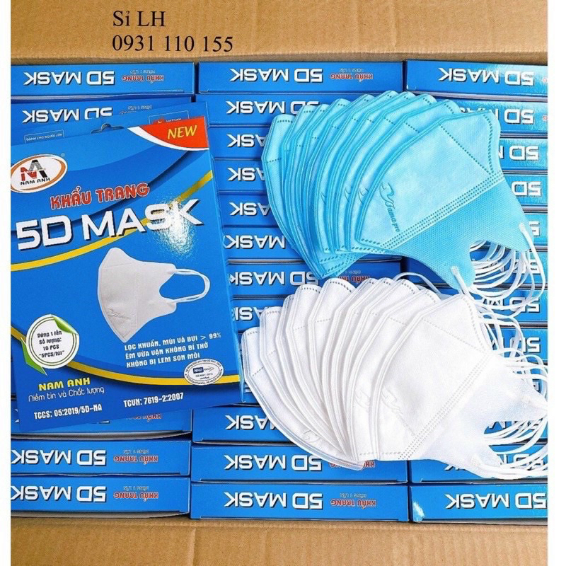 HỘP 10 CÁI Khẩu Trang 5D Mask FAMAPRO NAM ANH trang ( SIZE NGƯỜI LỚN)