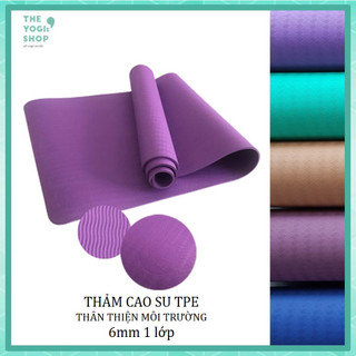 [Thảm Yoga] Thảm tập Yoga TPE dày 6mm (1 lớp) tặng kèm dây cột - The Yogi's Shop