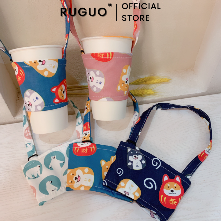 Túi Đựng Ly Hình Chó Shiba Dễ Thương RUGUO