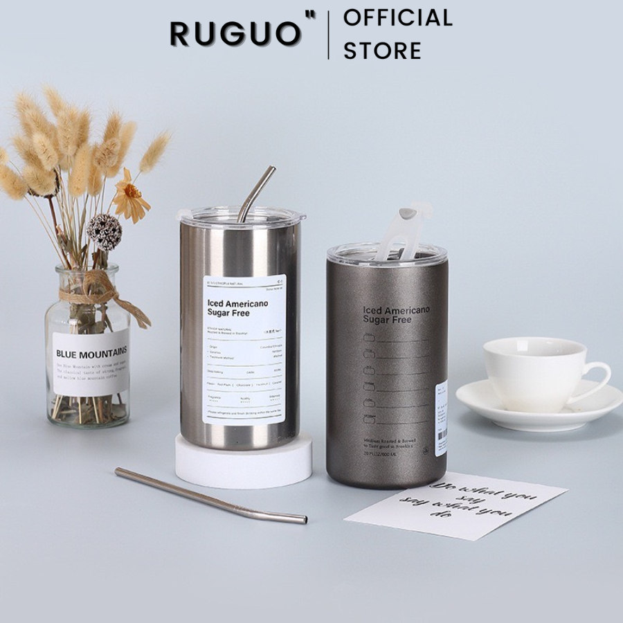 Ly Giữ Nhiệt Iced Americano Inox 304 Kèm Ống Hút RUGUO