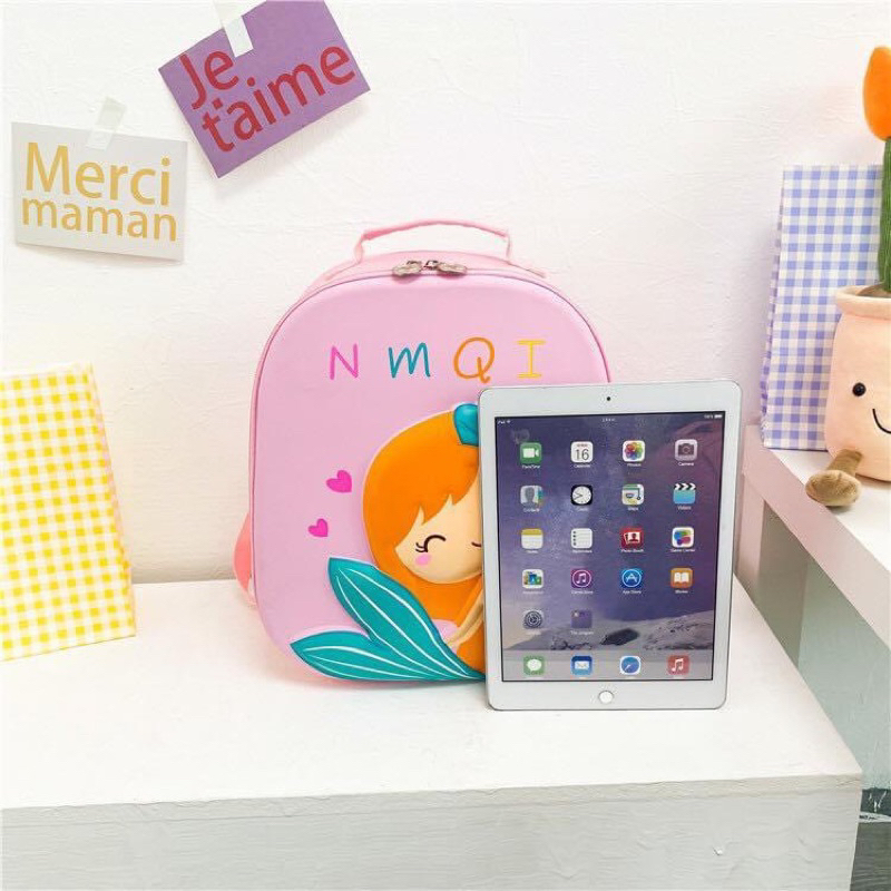 Balo Mầm Non Dáng Hộp Hoạ Tiết 3D Nổi Dễ Thương Cho Bé (kèm ảnh thật)