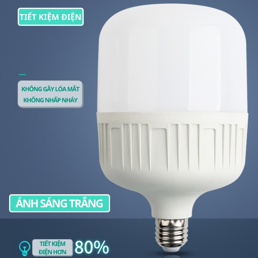 Bóng đèn LED trụ tròn 50W 65W 100W tiết kiệm điện, ánh sáng trắng